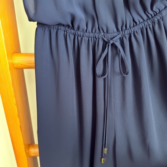 Vince Camuto Navy Blouson Halter Gold Choker Wedding Guest Jumpsuit 4 - Picture 6 of 13